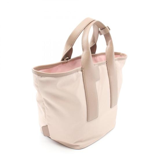 Furla Handbag Piuma Canvas Nylon Beige Pink Leather - Picture 1 of 5